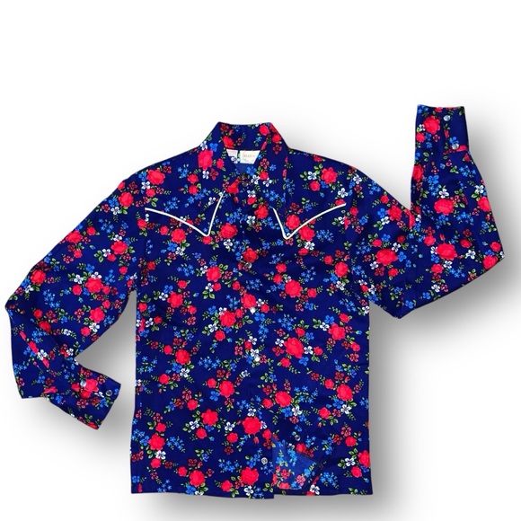 v i n t a g e :: Western Pearl Snap Floral Dagger Collar Shirt - Picture 5 of 12